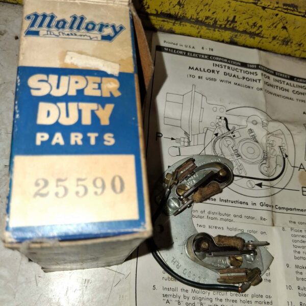 Dual point distributor plate, Mallory Super Duty parts, #25590, new, old stock