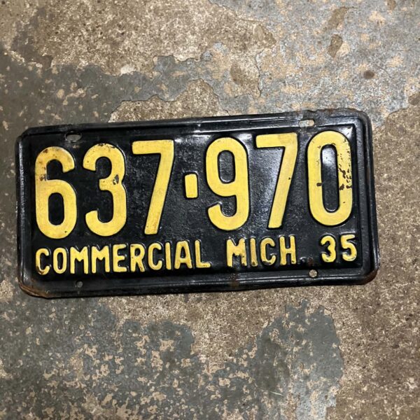 License plate, Michigan Commericial 1935, used