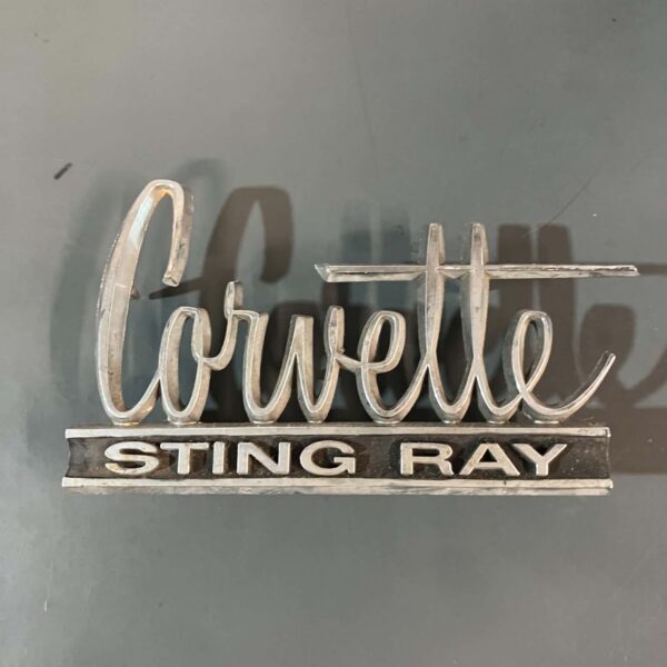 Corvette Sting Ray emblem, 1966?, univex brand #3873776, 5 1/2 inch, one only, used