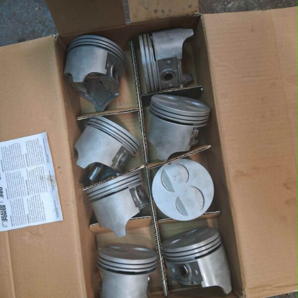 Pistons, Ford 289-302, +.030, cleaned and balanced, rear main seals put in wrong, no rings, used, like new