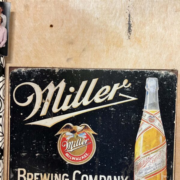Miller Brewing Sign, 16" x 12.5", metal, rustic, used